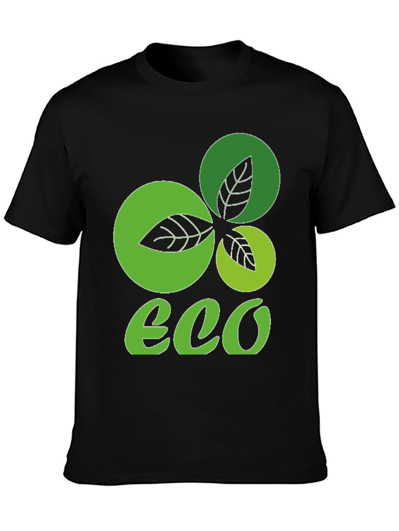 Eco-Friendly Leaf Graphic Tee - Black