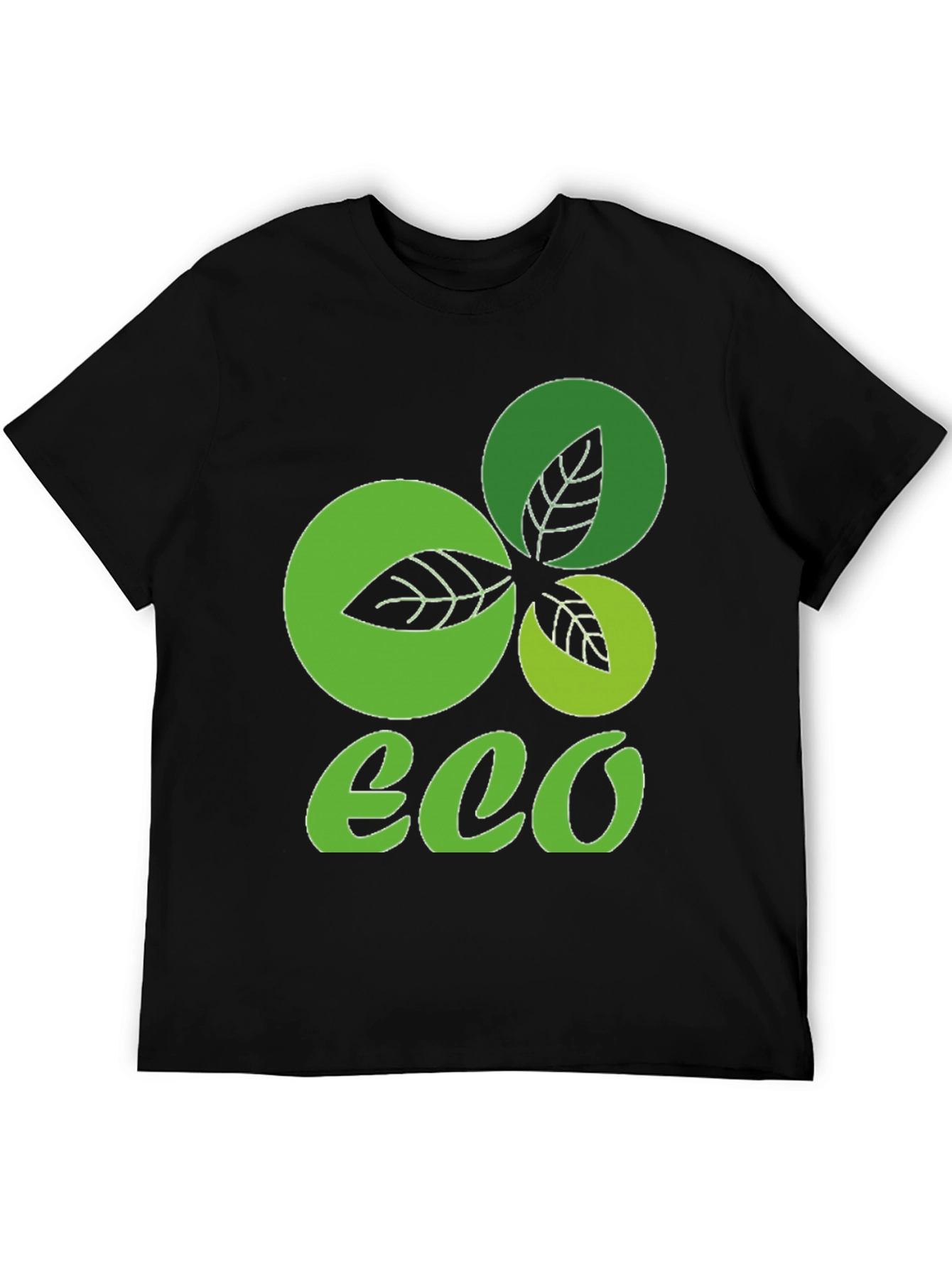 Eco-Friendly Leaf Graphic Tee - Black