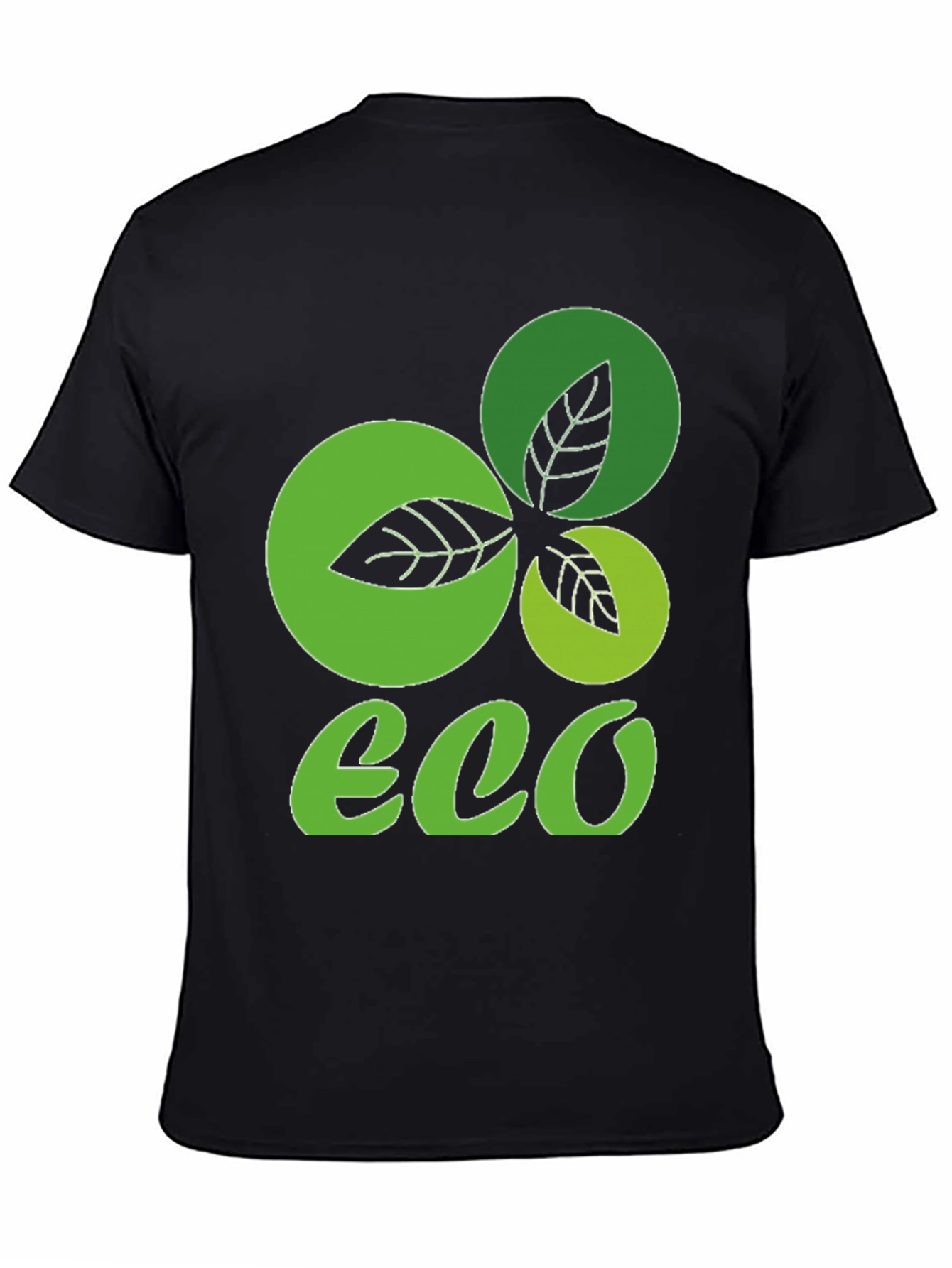 Eco-Friendly Leaf Graphic Tee - Black