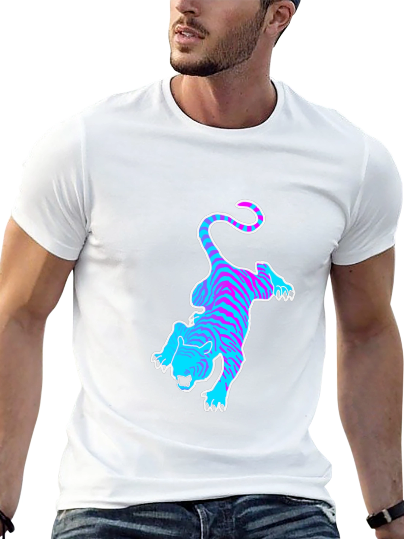 Cool Tiger Graphic Tee -  Stylish Black T-Shirt