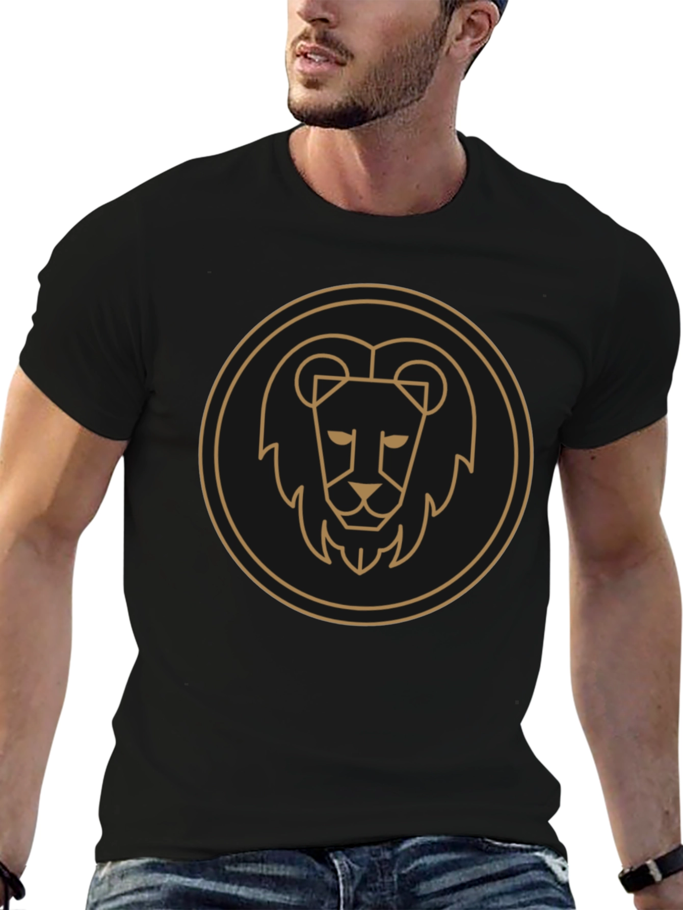 Lion Emblem Black Tee - Stylish Graphic T-Shirt