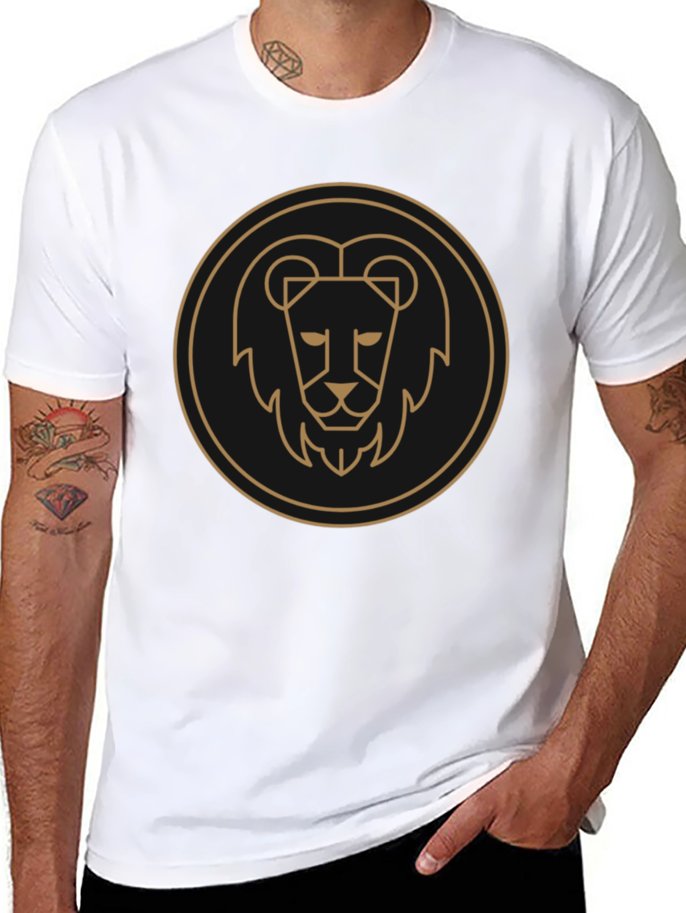 Lion Emblem Black Tee - Stylish Graphic T-Shirt