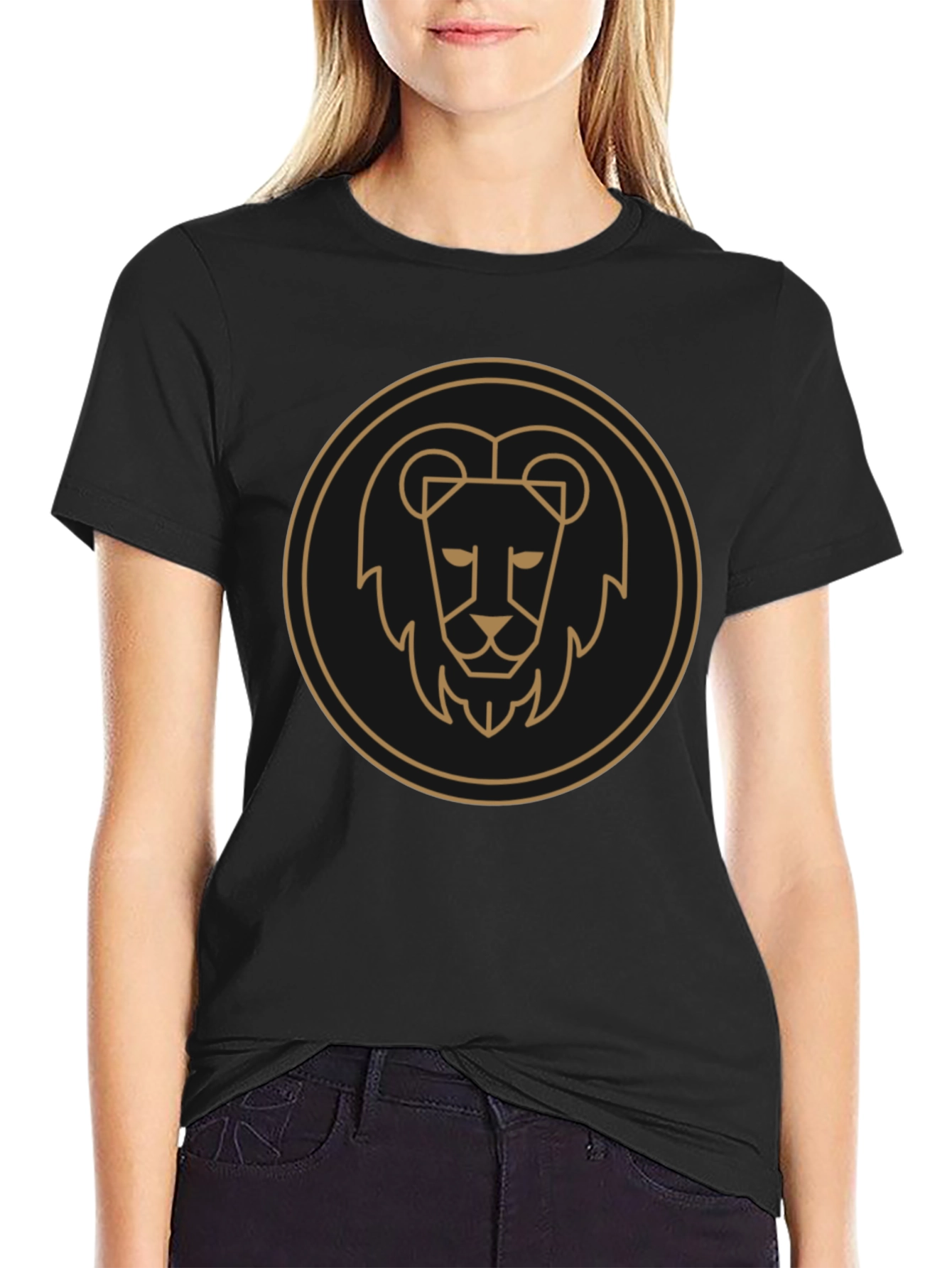 Lion Emblem Black Tee - Stylish Graphic T-Shirt