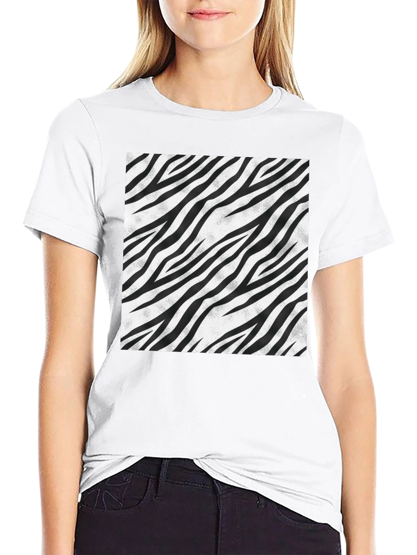 Zebra Stripe Graphic Tee - Black