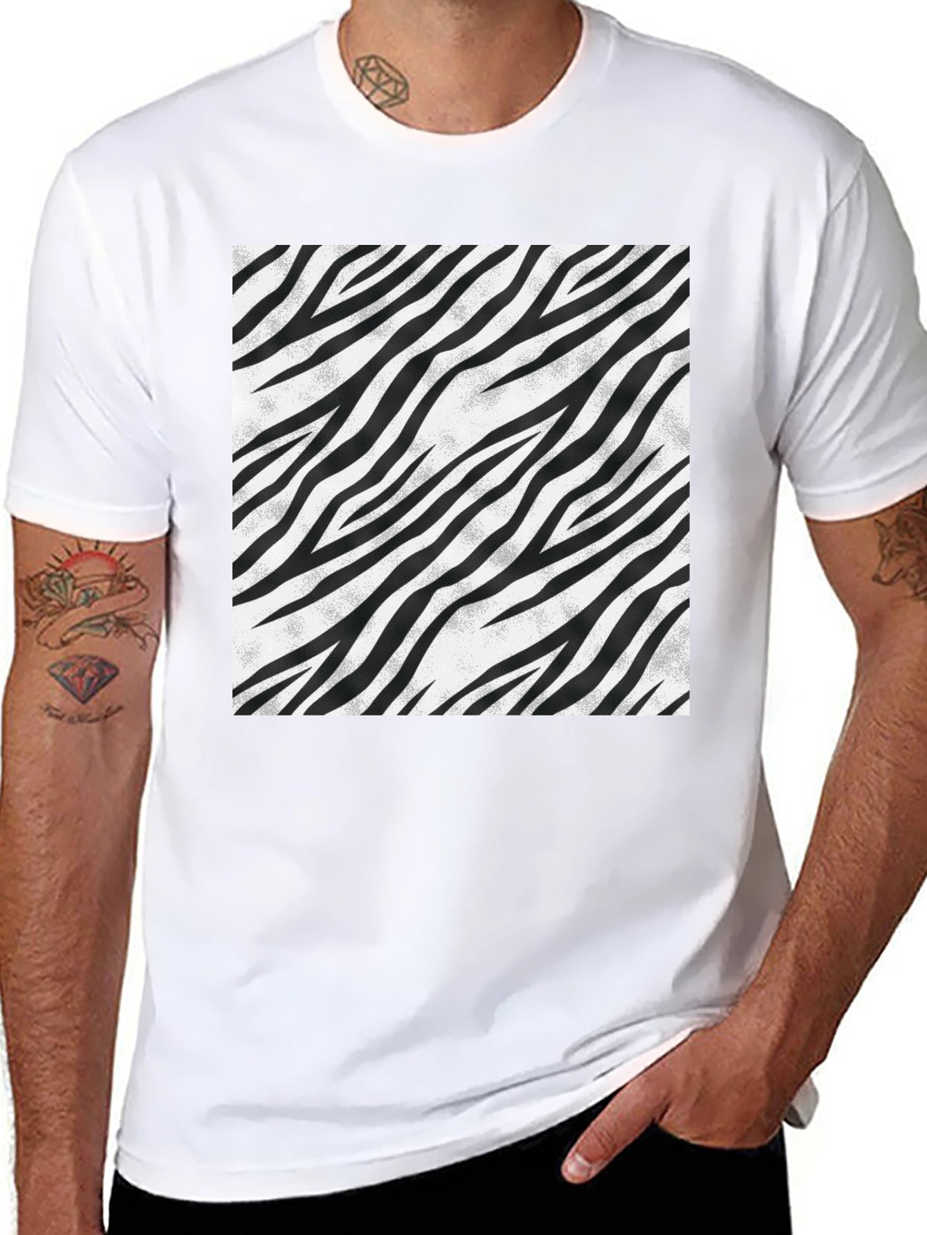 Zebra Stripe Graphic Tee - Black