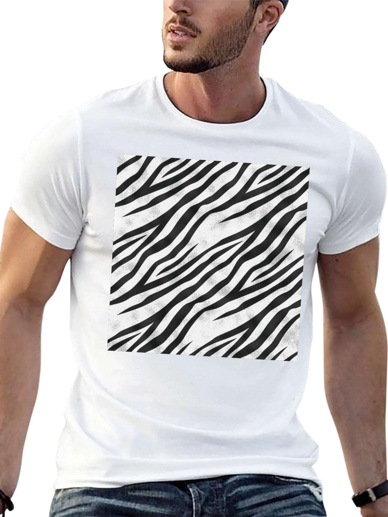 Zebra Stripe Graphic Tee - Black