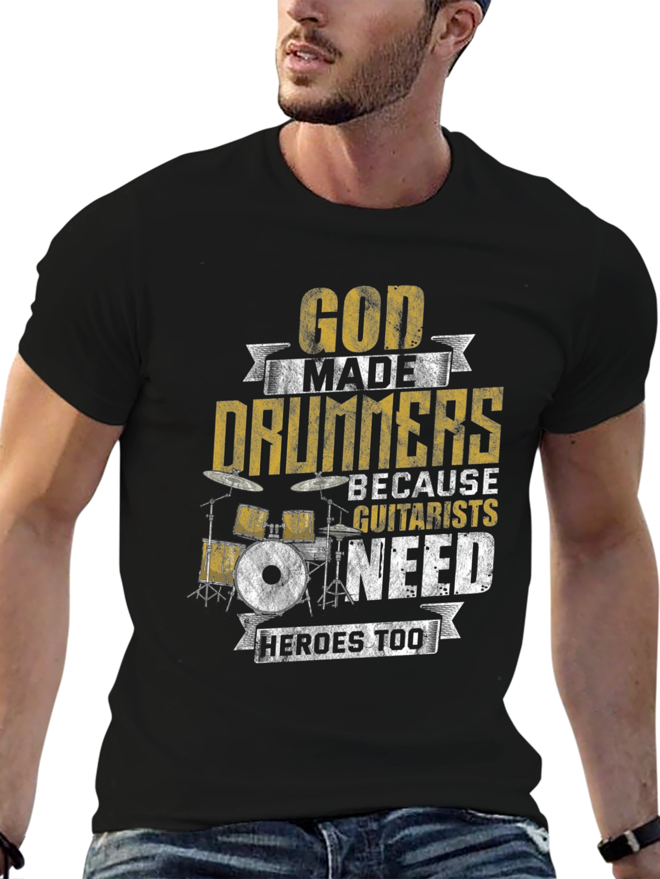 God Made Drummers T-Shirt - Musician Humor Tee