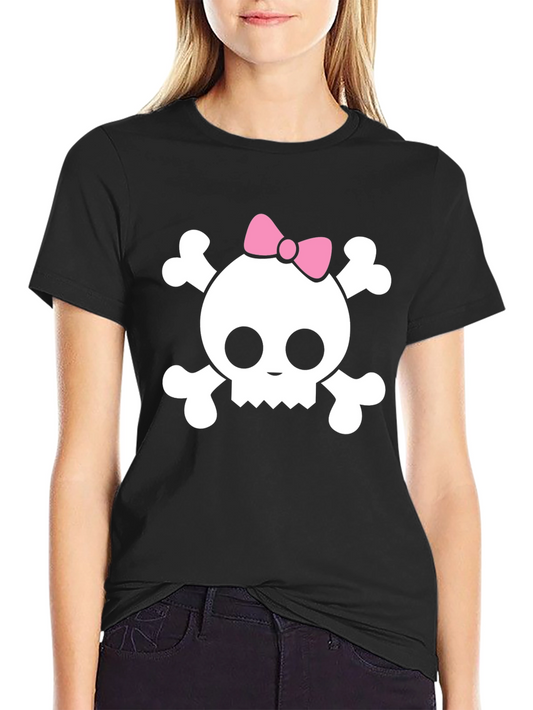 Skull & Crossbones T-Shirt - Pink Bow Girly Pirate Tee