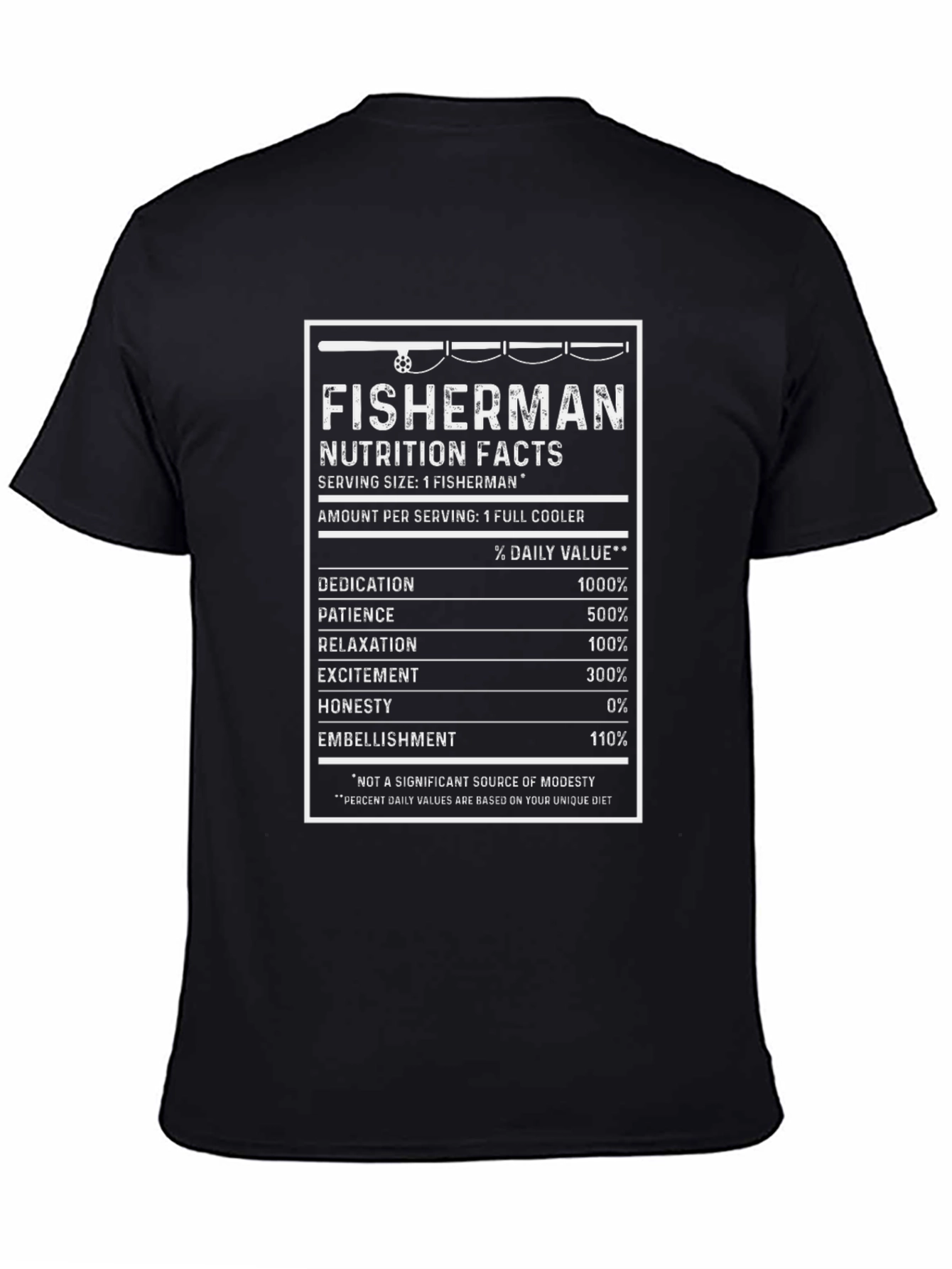 Fisherman Nutrition Facts Funny T-Shirt