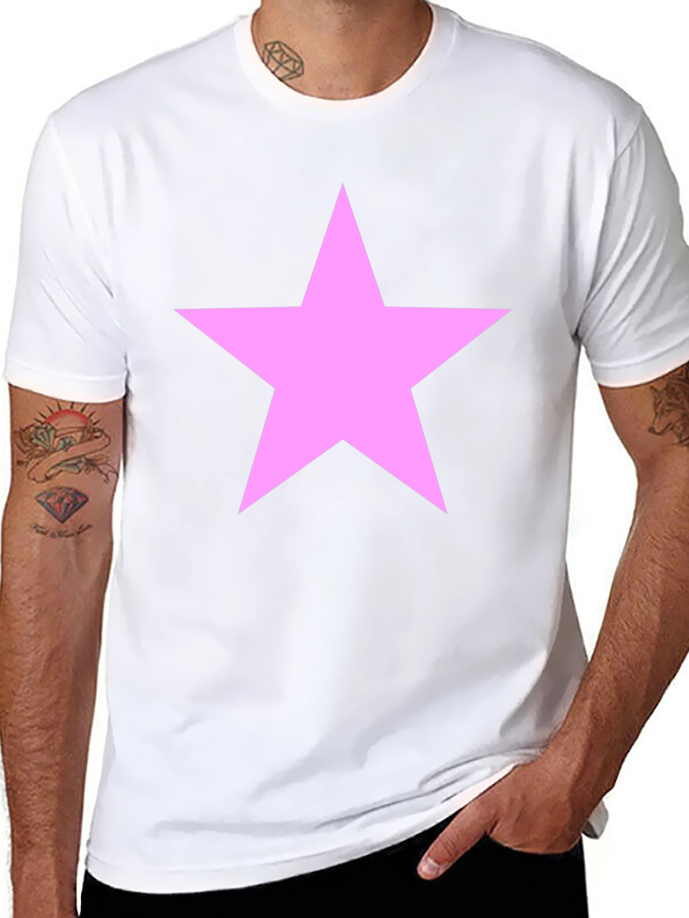 Pink Star Graphic Black T-Shirt