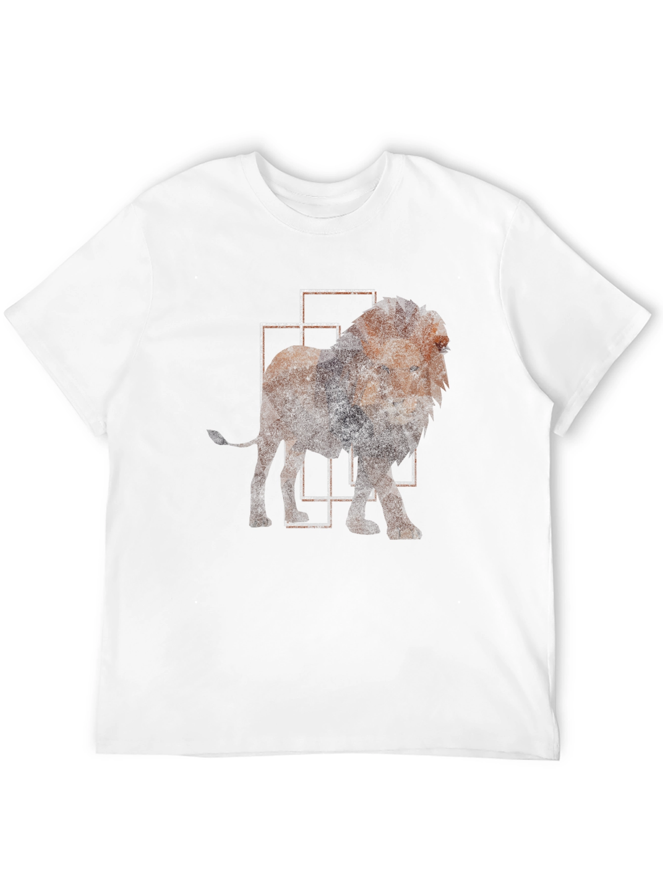Geometric Lion Print Black T-Shirt