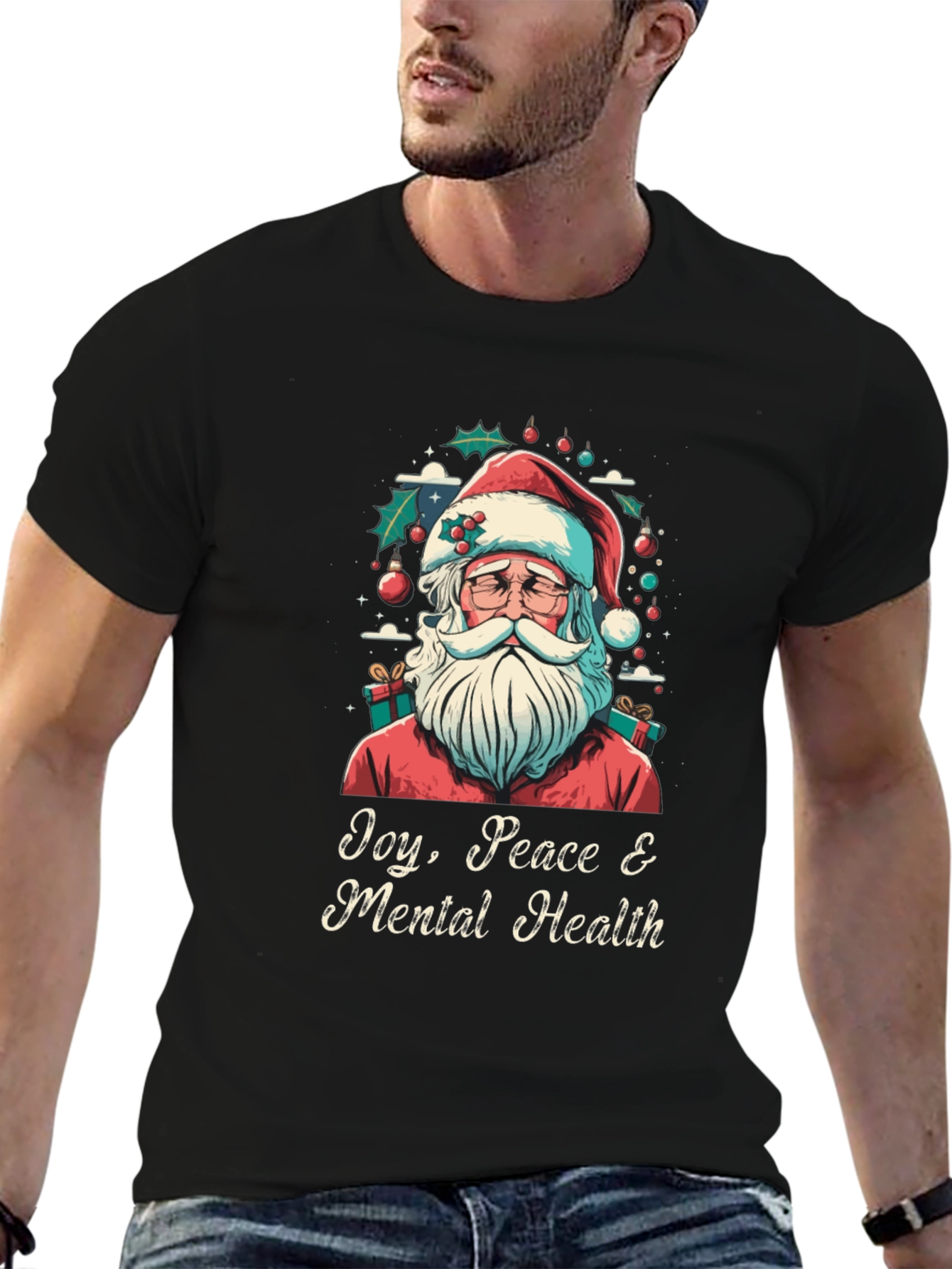 Joy Peace & Mental Health Santa Graphic Tee