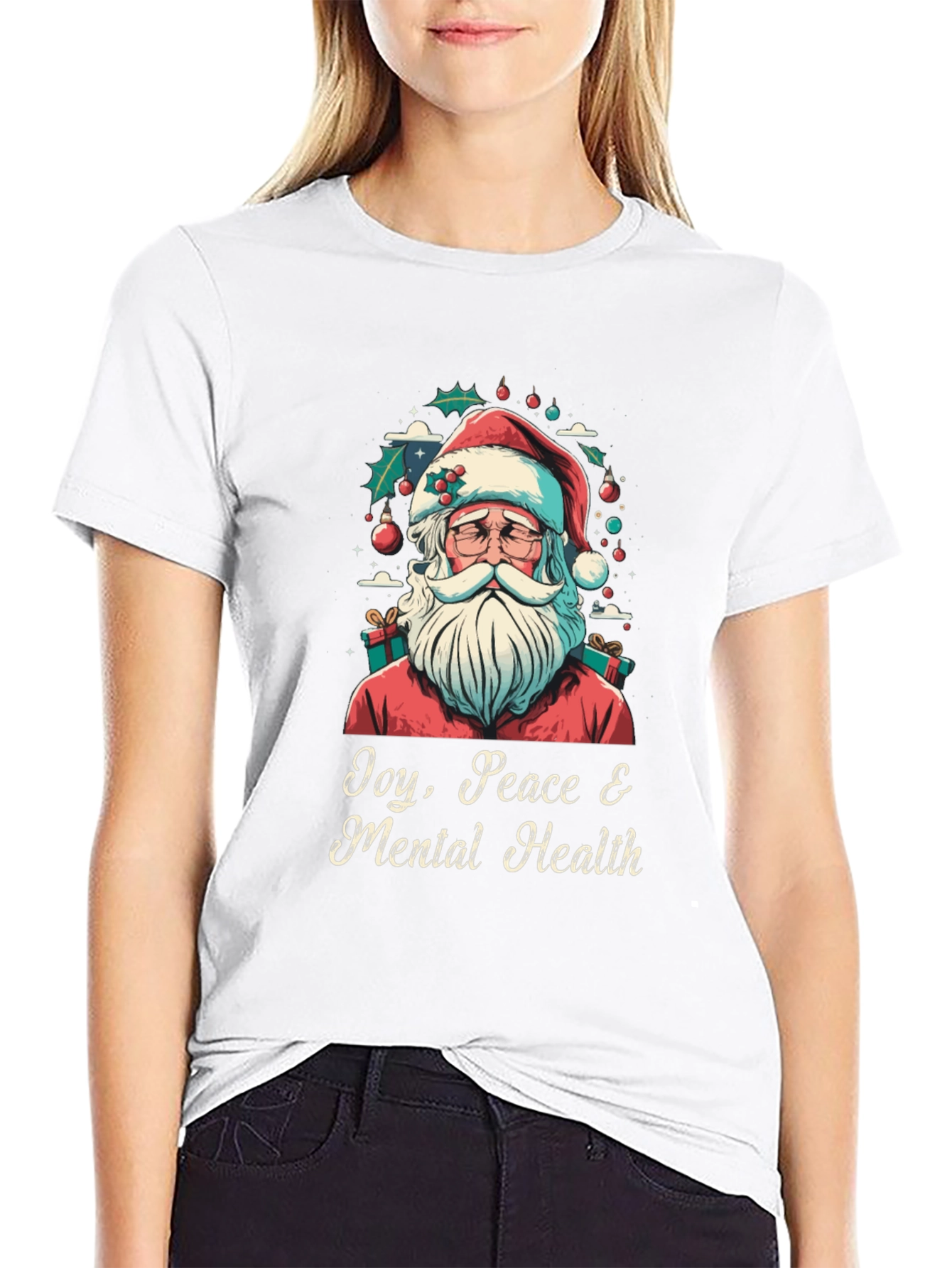Joy Peace & Mental Health Santa Graphic Tee