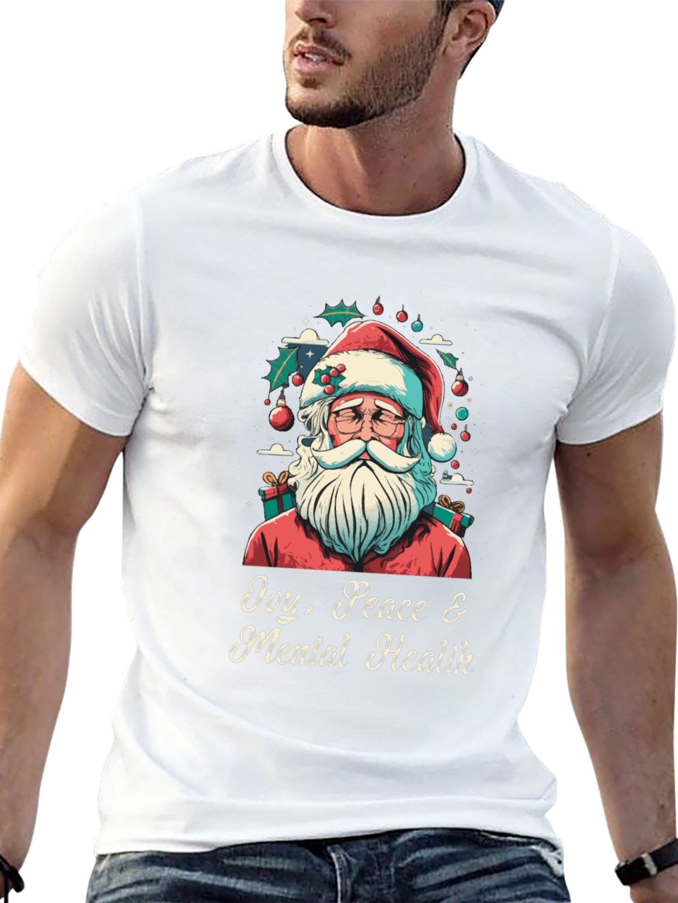 Joy Peace & Mental Health Santa Graphic Tee