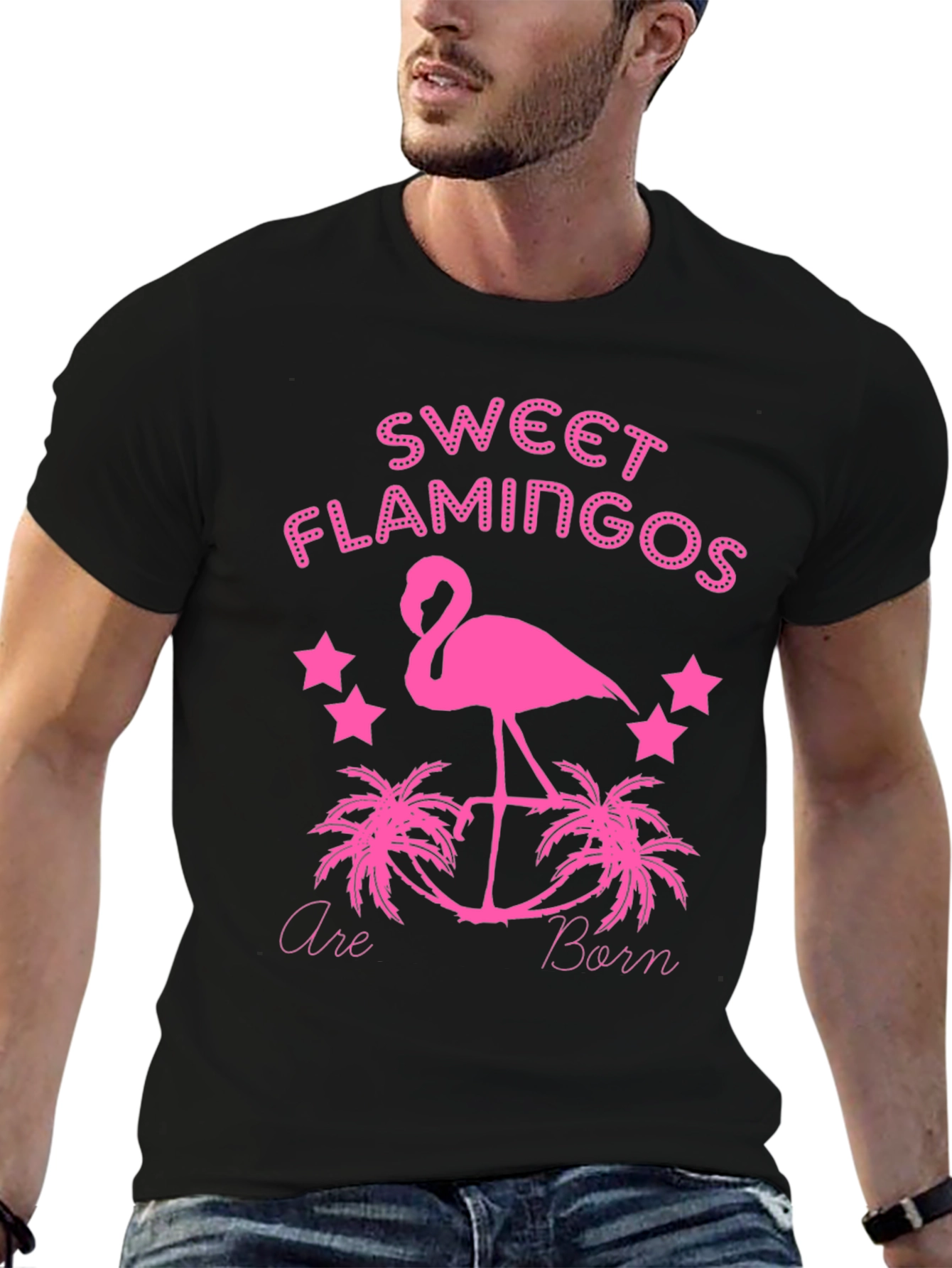 Sweet Flamingos Graphic Tee - Black T-Shirt