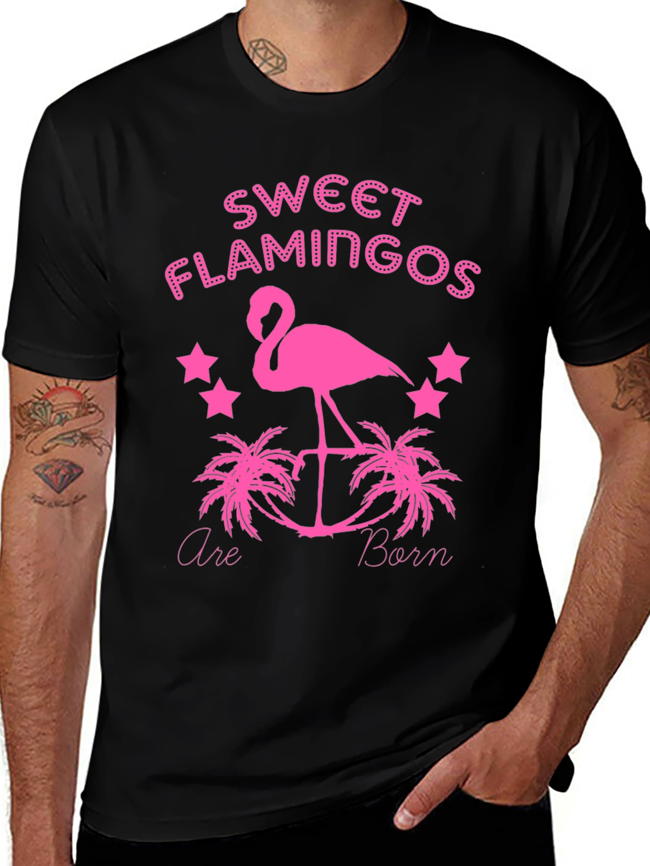 Sweet Flamingos Graphic Tee - Black T-Shirt