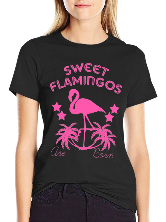 Sweet Flamingos Graphic Tee - Black T-Shirt