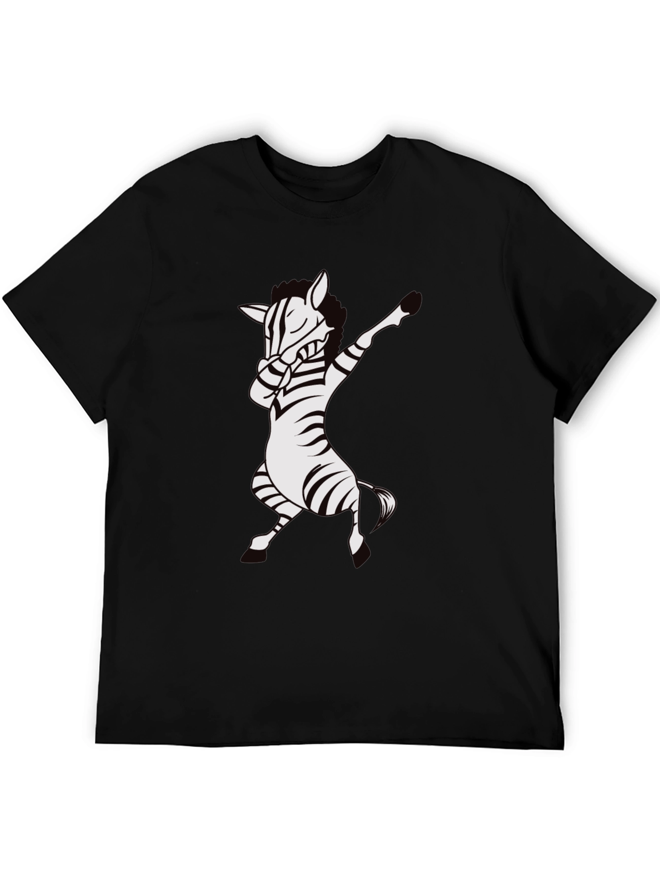 Dabbing Zebra T-Shirt - Black Cotton Tee