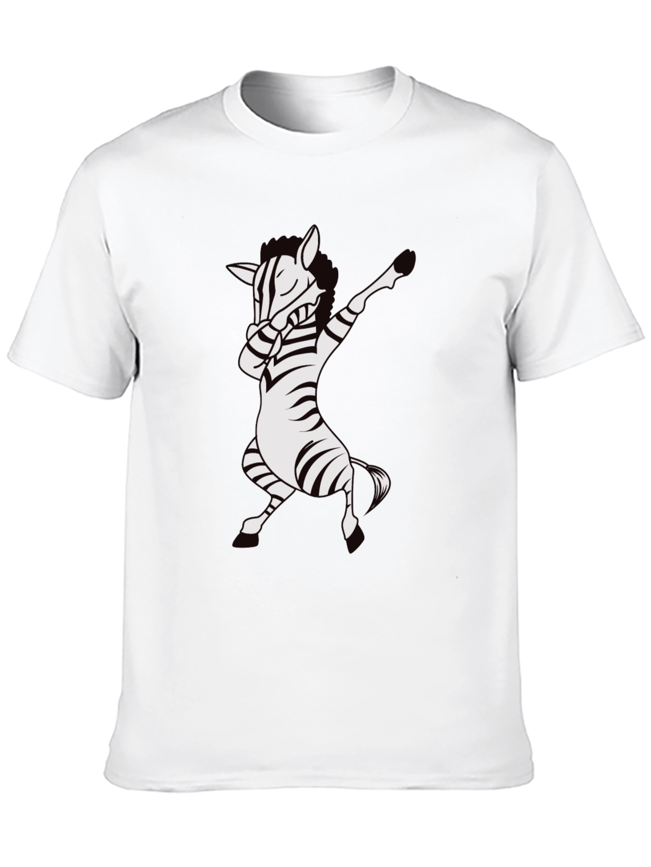 Dabbing Zebra T-Shirt - Black Cotton Tee