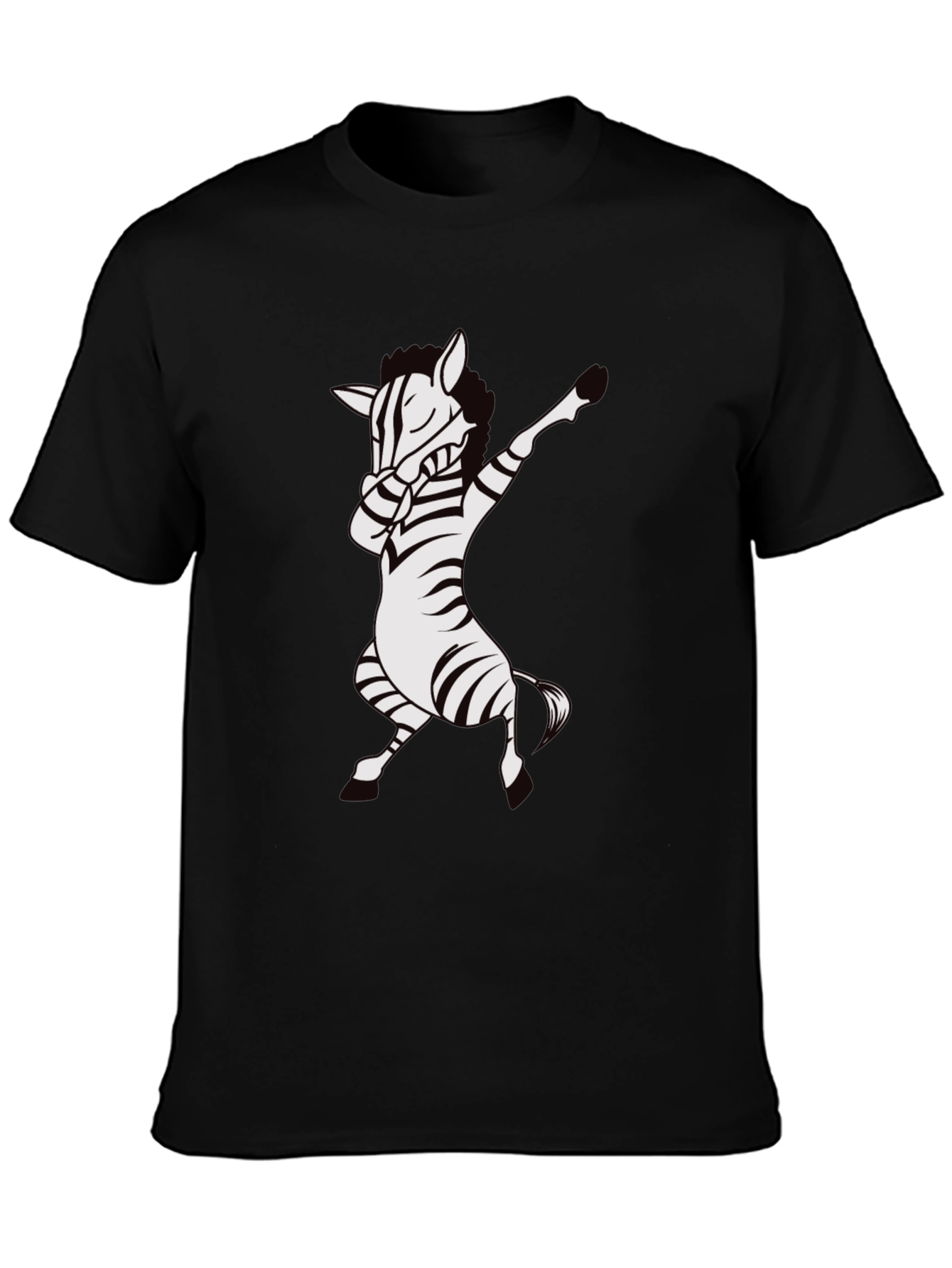 Dabbing Zebra T-Shirt - Black Cotton Tee