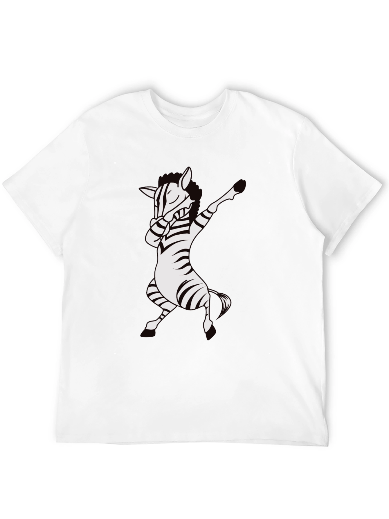 Dabbing Zebra T-Shirt - Black Cotton Tee