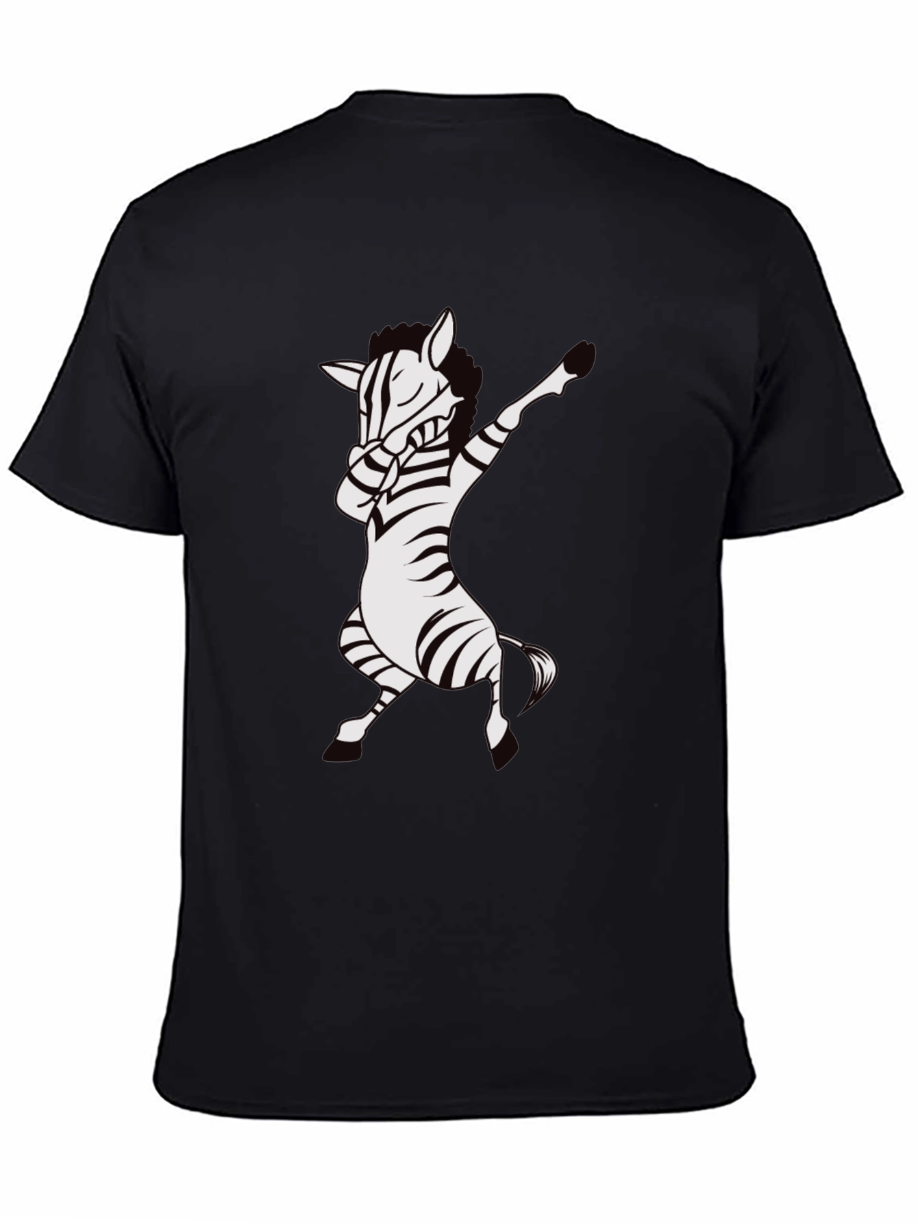 Dabbing Zebra T-Shirt - Black Cotton Tee