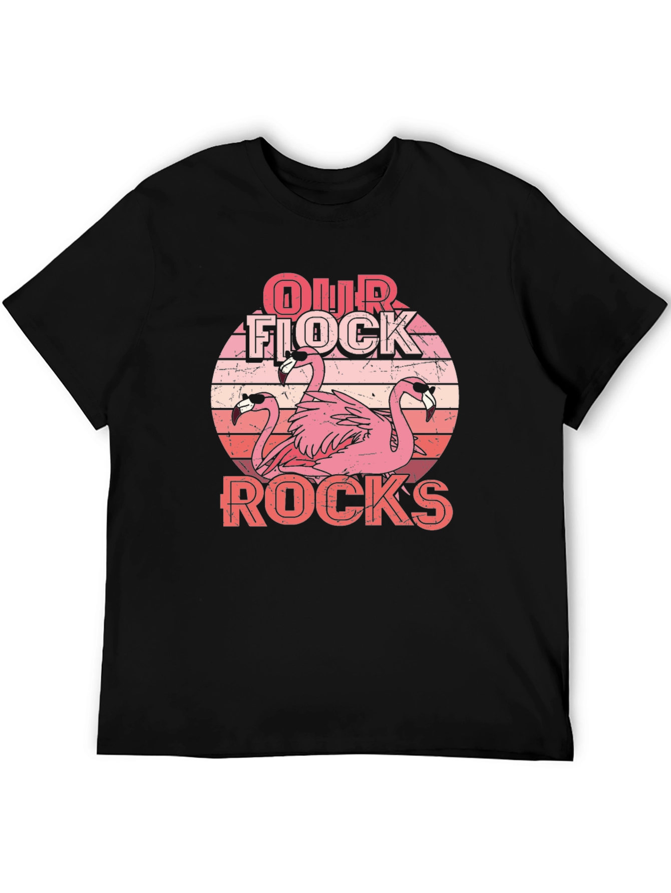Our Flock Rocks Flamingo Graphic Tee - Black