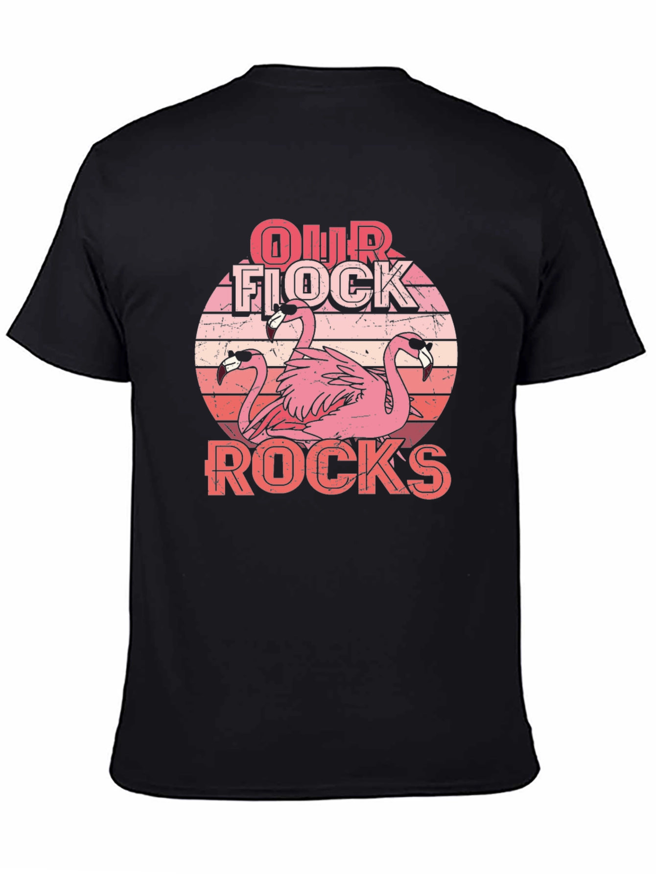 Our Flock Rocks Flamingo Graphic Tee - Black