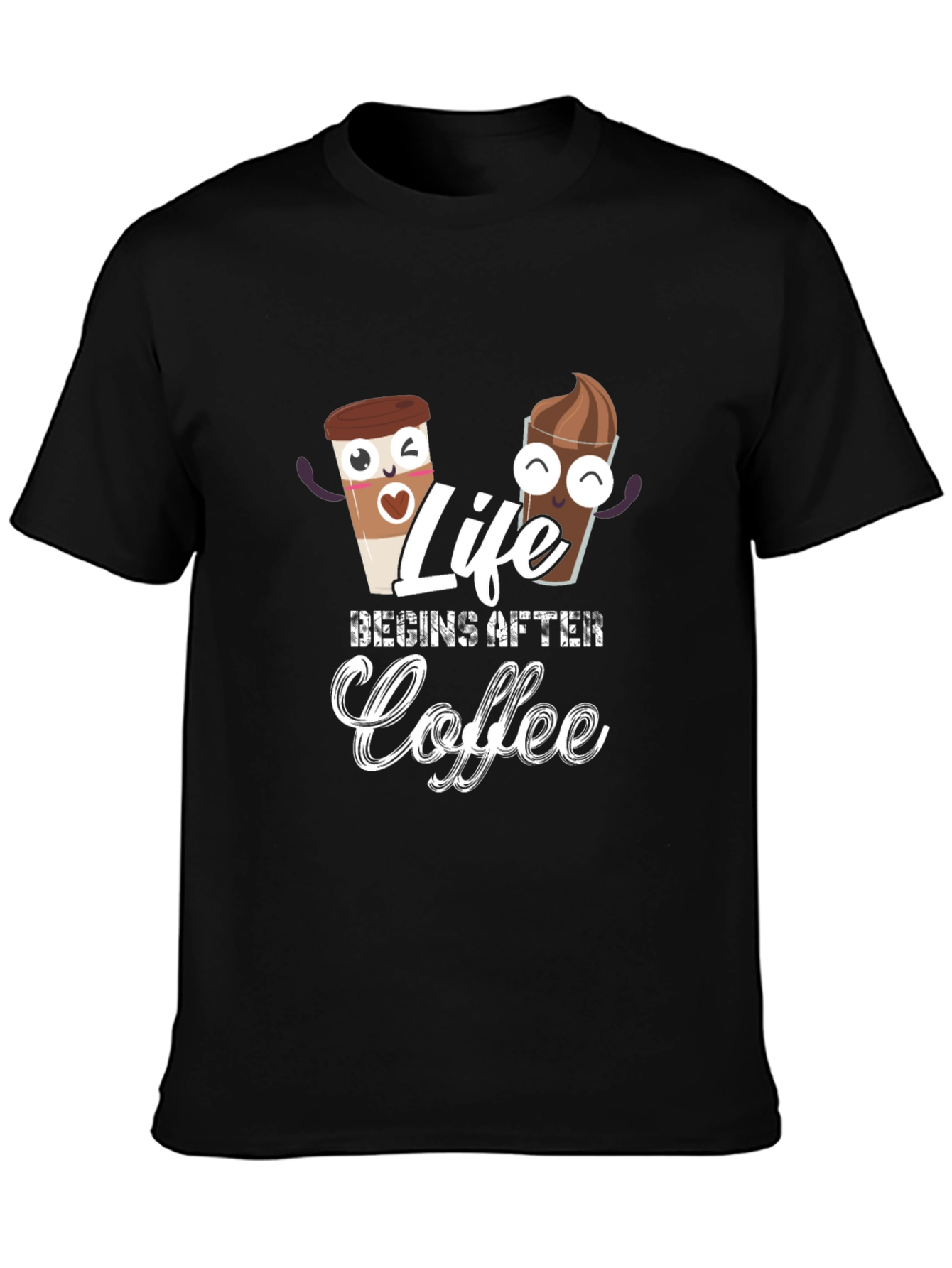 Life Begins After Coffee Black T-Shirt