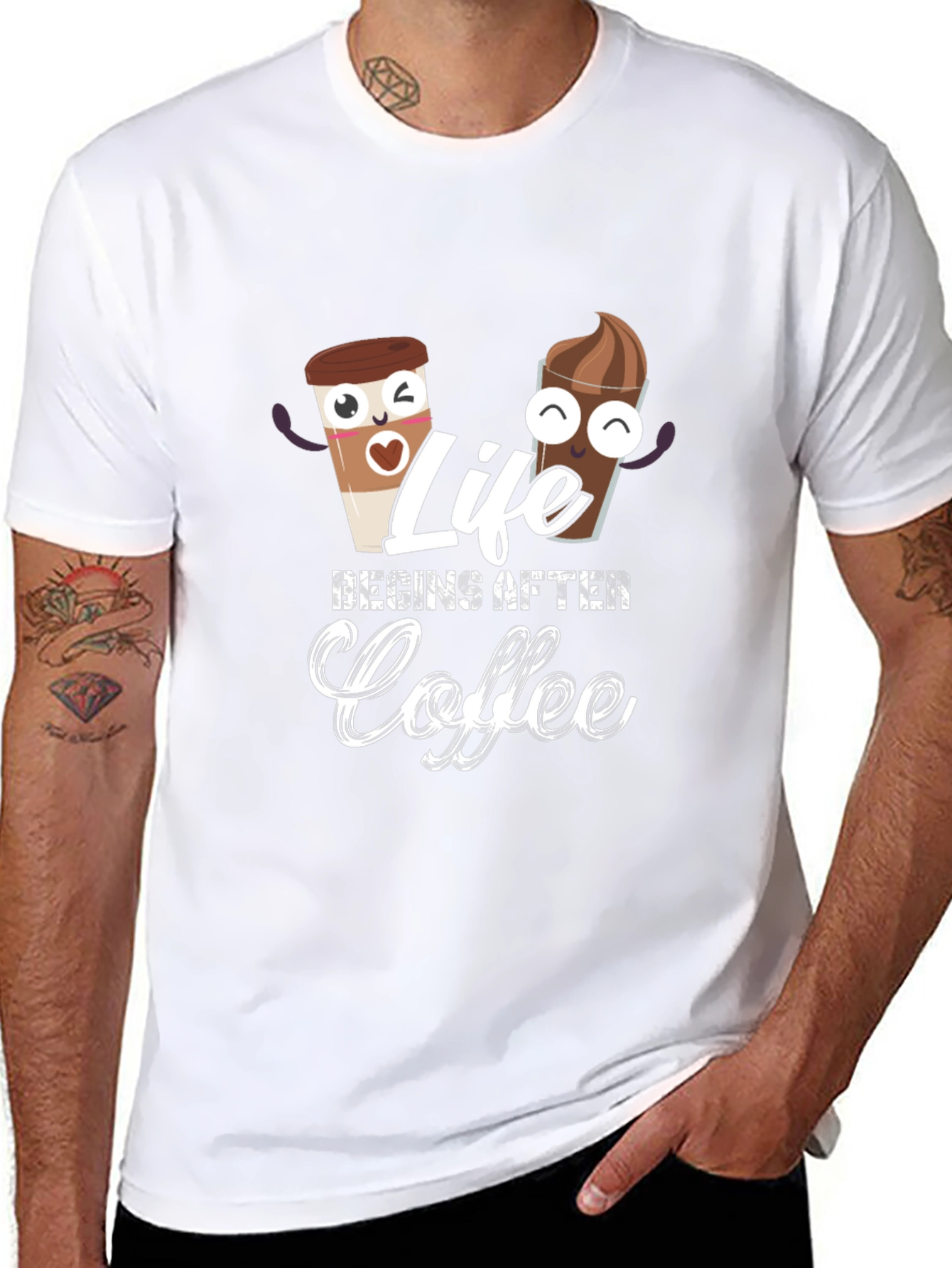 Life Begins After Coffee Black T-Shirt