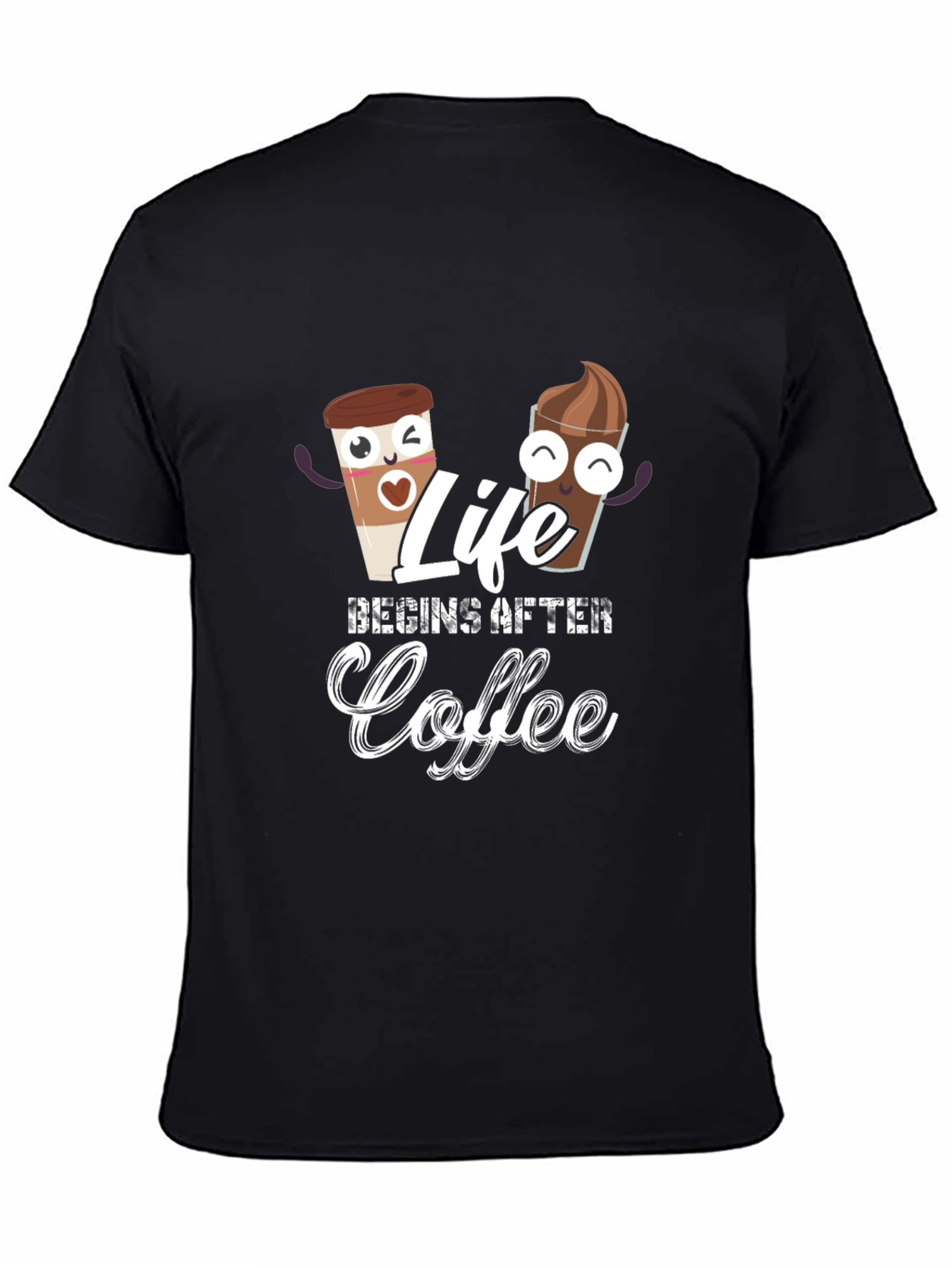 Life Begins After Coffee Black T-Shirt