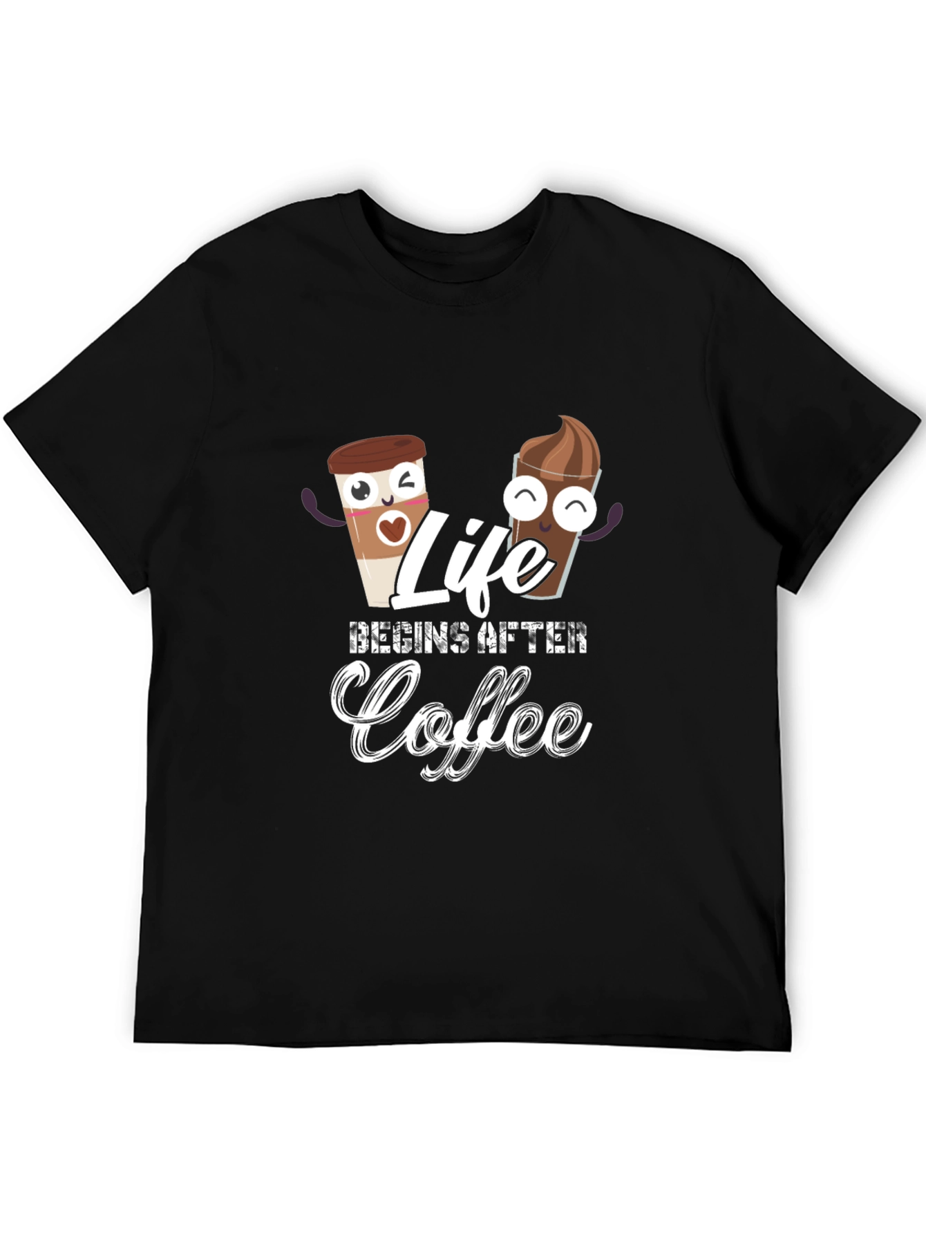Life Begins After Coffee Black T-Shirt