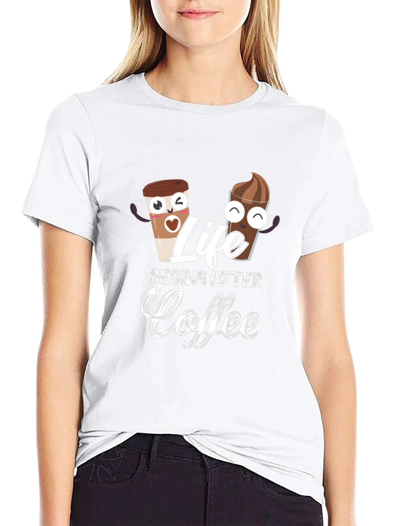 Life Begins After Coffee Black T-Shirt