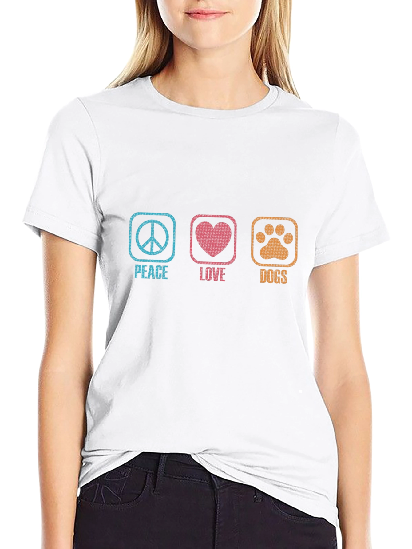 Peace Love Dogs Graphic Tee - Black Cotton T-Shirt