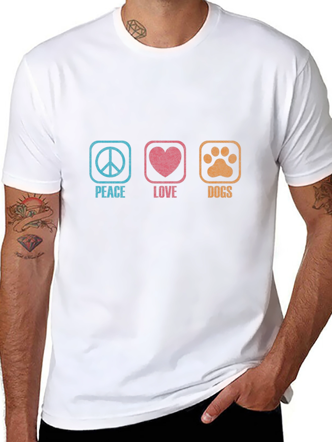 Peace Love Dogs Graphic Tee - Black Cotton T-Shirt
