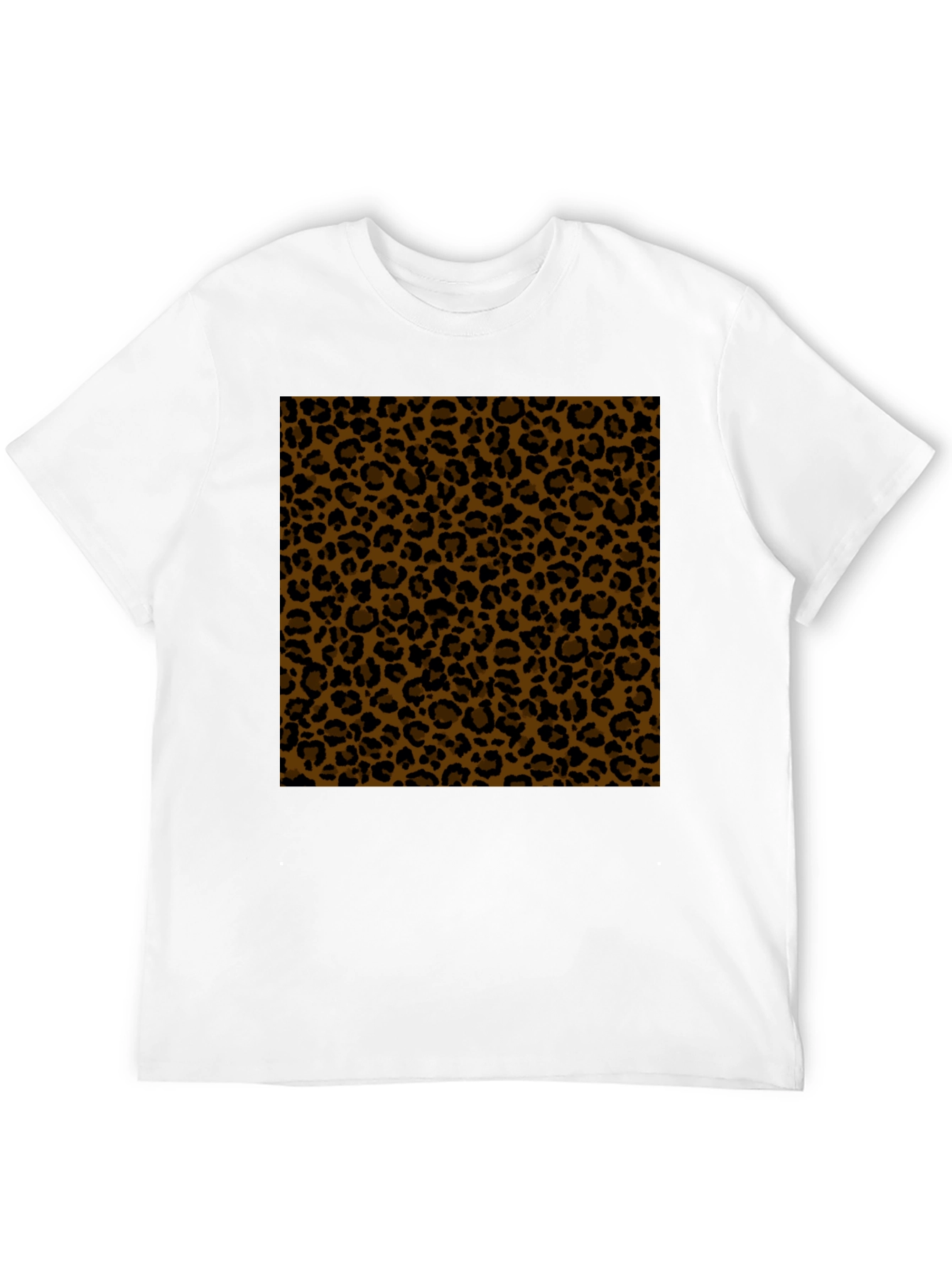Black Tee with Leopard Print Panel