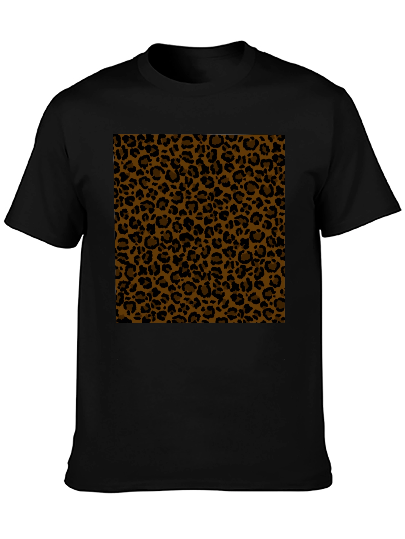 Black Tee with Leopard Print Panel