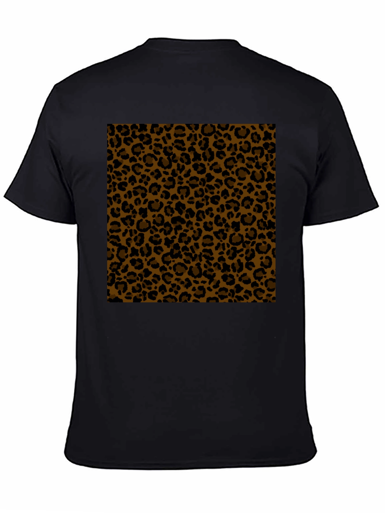 Black Tee with Leopard Print Panel