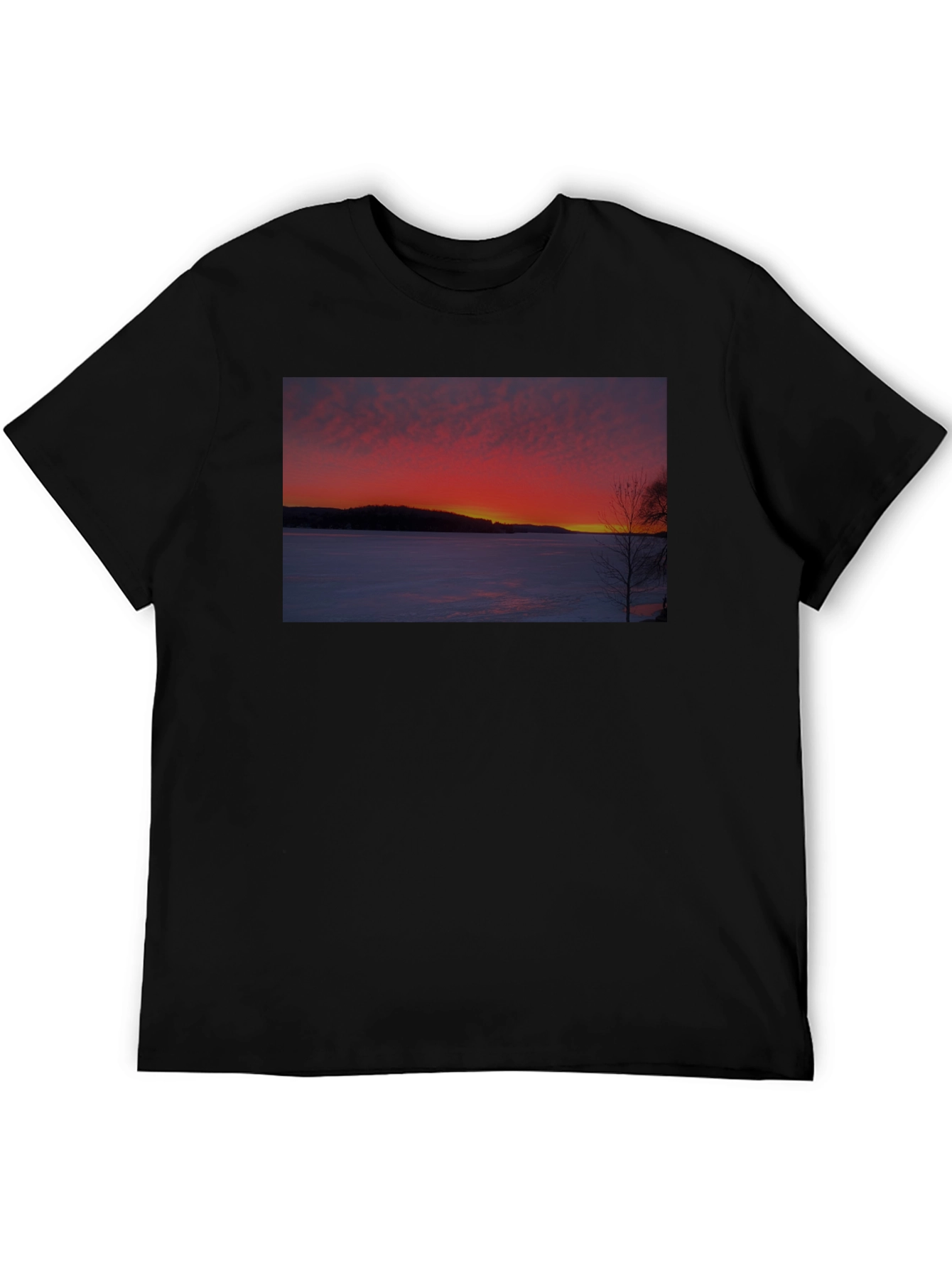 Winter Sunset Graphic Tee -  Soft Cotton Blend Shirt