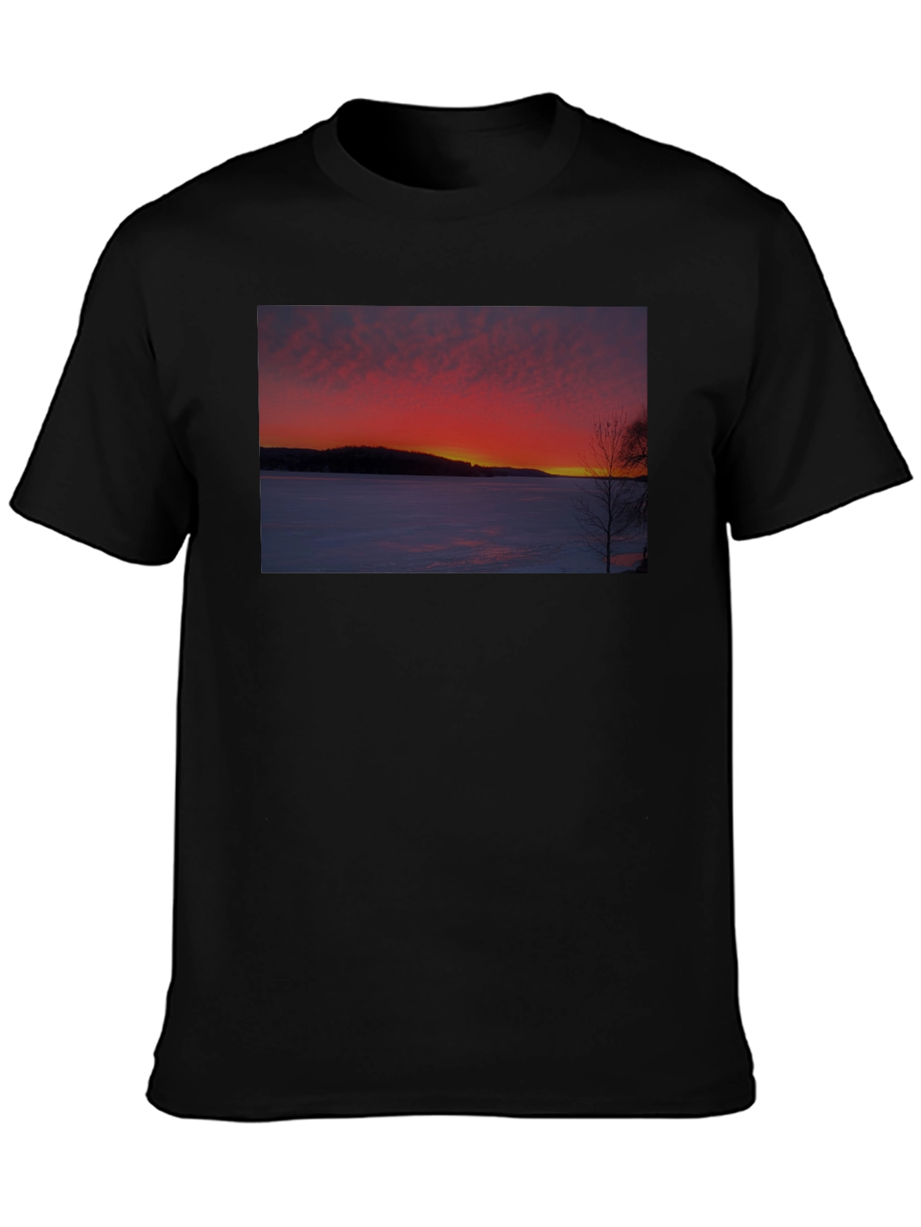 Winter Sunset Graphic Tee -  Soft Cotton Blend Shirt