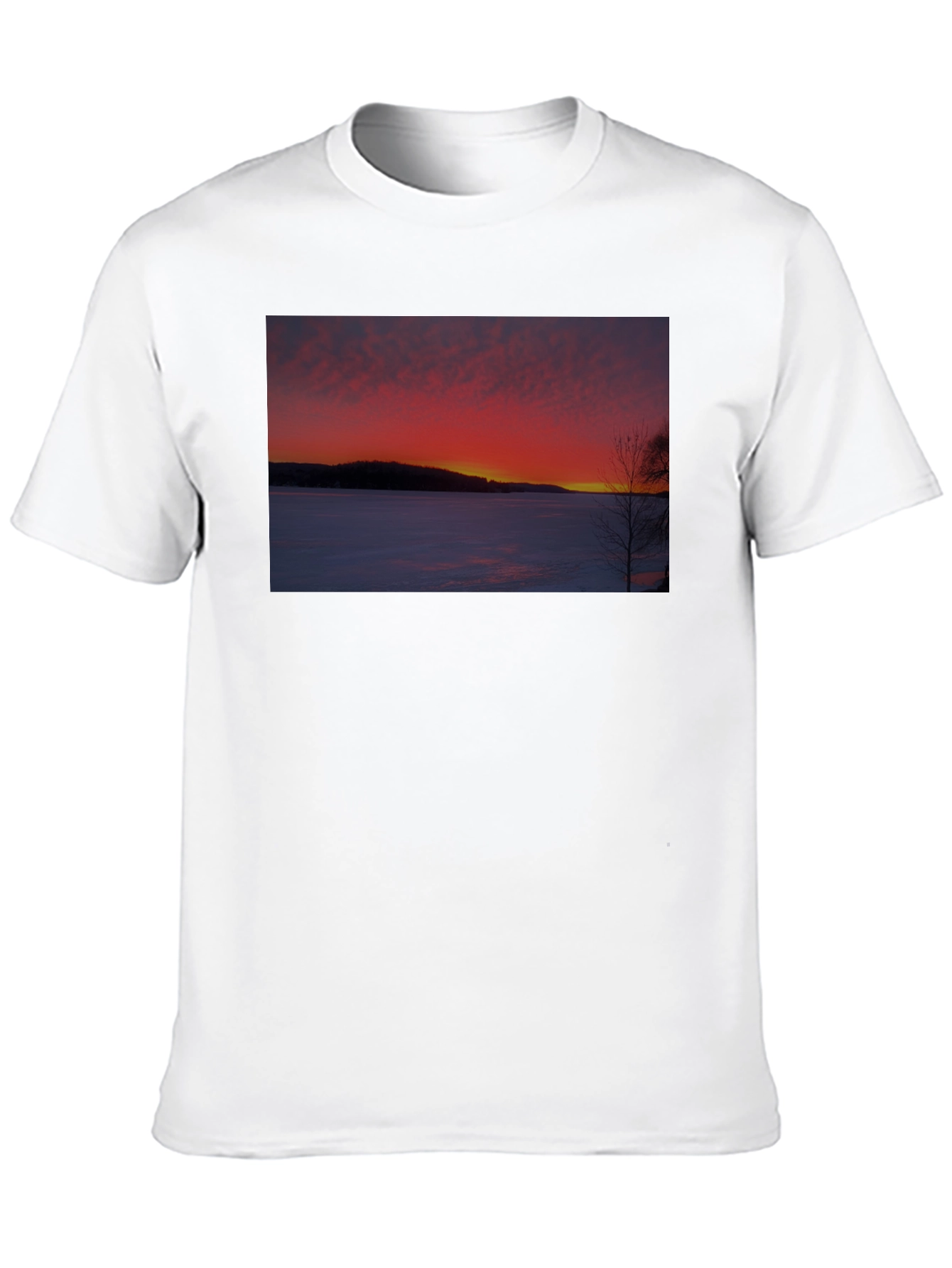 Winter Sunset Graphic Tee -  Soft Cotton Blend Shirt