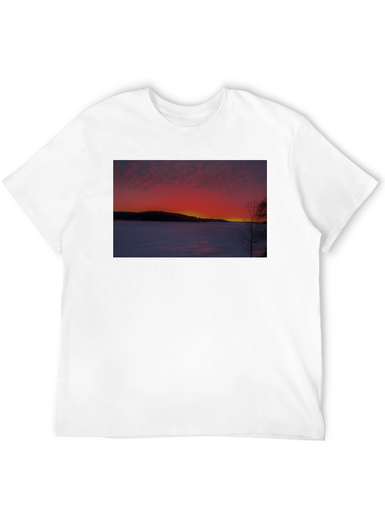 Winter Sunset Graphic Tee -  Soft Cotton Blend Shirt