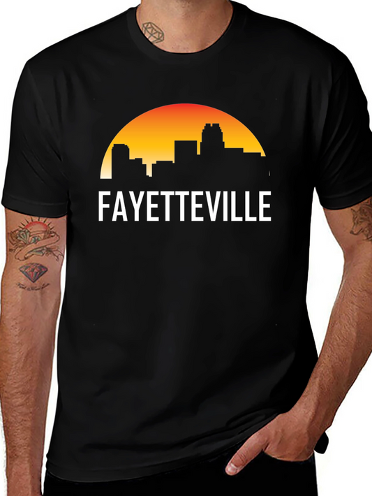 Fayetteville Skyline Graphic Tee - Black Cotton T-Shirt