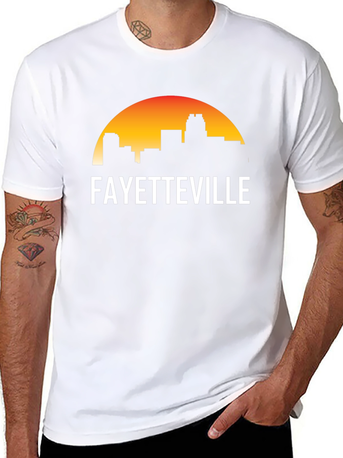 Fayetteville Skyline Graphic Tee - Black Cotton T-Shirt
