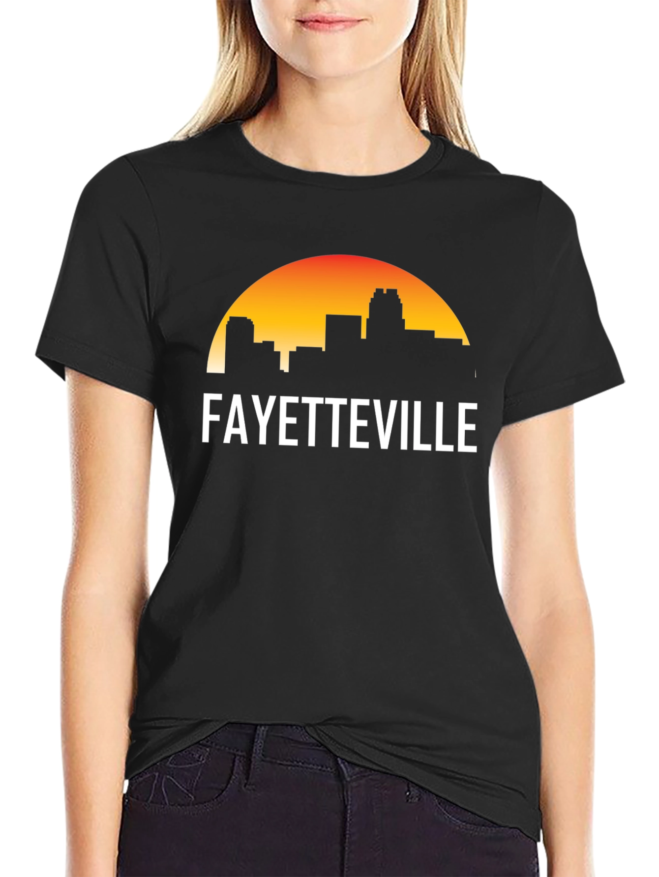 Fayetteville Skyline Graphic Tee - Black Cotton T-Shirt