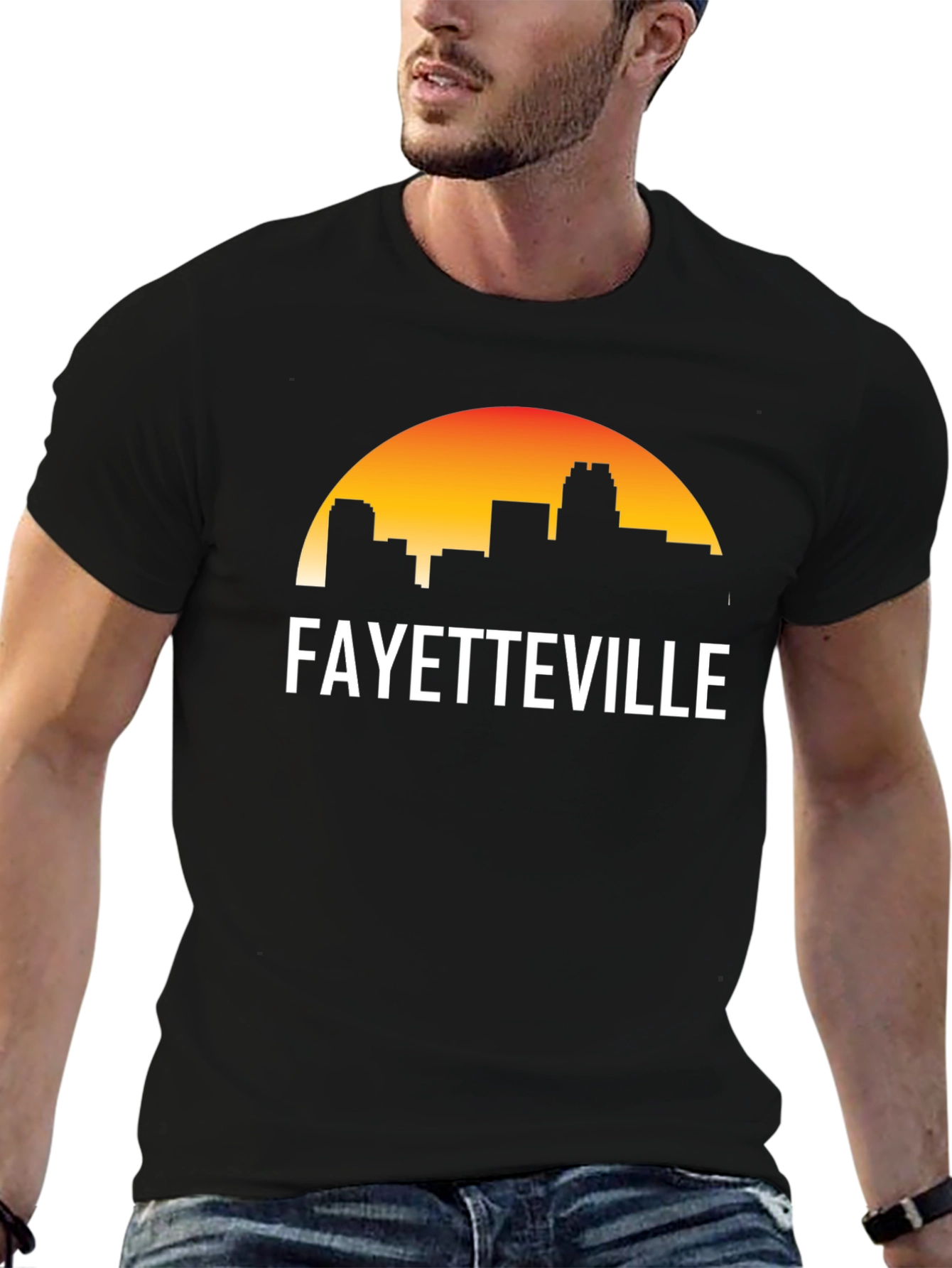 Fayetteville Skyline Graphic Tee - Black Cotton T-Shirt