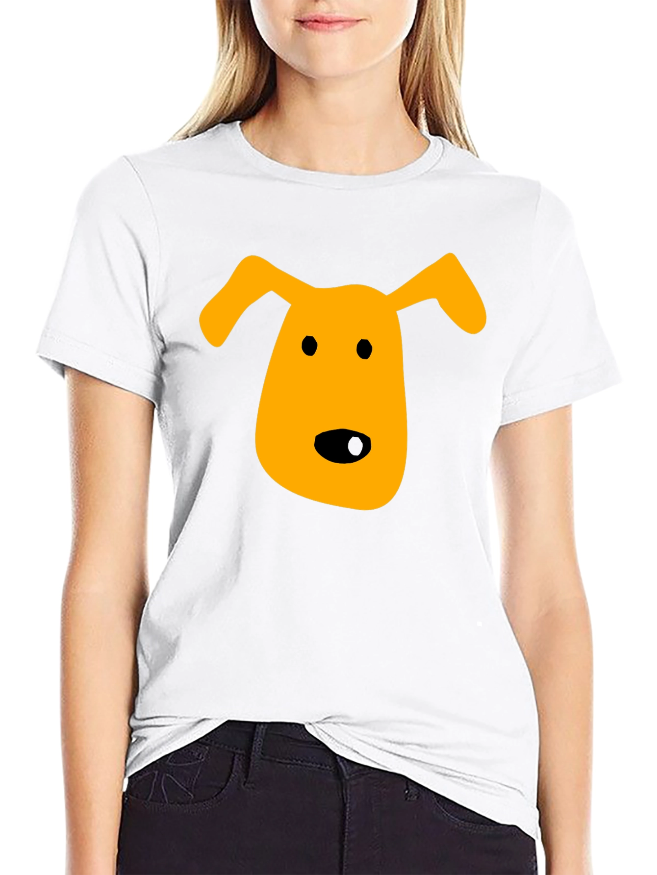 Dog Face Graphic Tee - Black Cotton T-Shirt