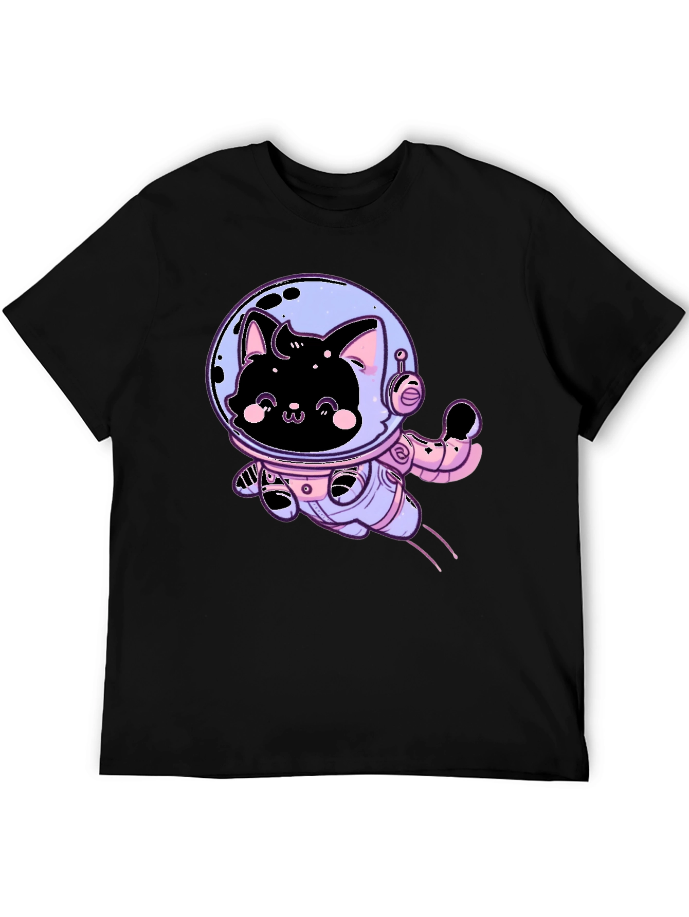 Astronaut Cat Graphic Tee - Black