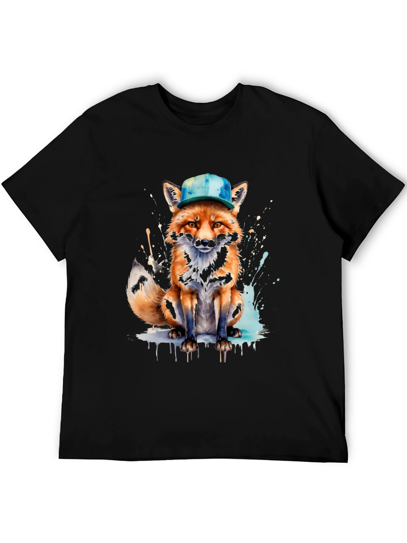 Fox with Hat Graphic Tee - Unique Design