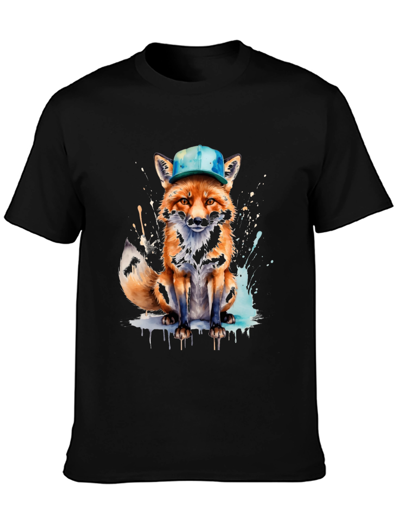 Fox with Hat Graphic Tee - Unique Design